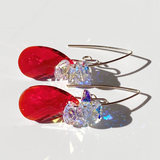 Versatile 14k Gold Filled Elegant Short Scroll Design Crystal Earrings - Red