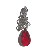Sculpted Sterling Silver Red Pear Crystal Pendant 