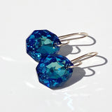 14k Gold Filled Regal Faceted Crystal Earrings - Unique Blue