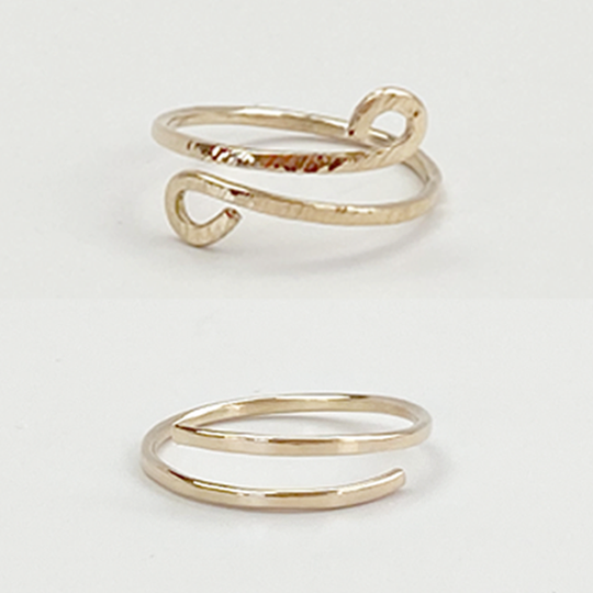Sculpted Open Stack 14k Gold & Sterling Ring Set  - Regal