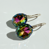 14k Golf Filled Regal Faceted Crystal Earrings - Rainbow