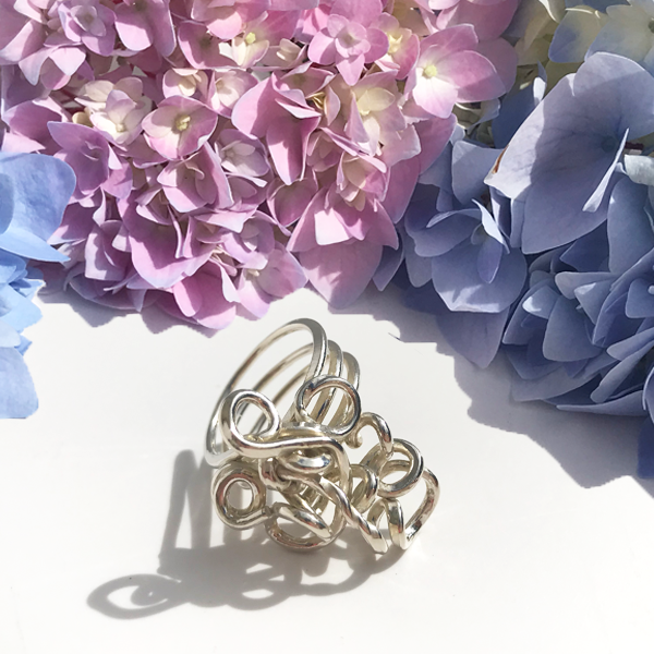 Hand Sculpted Thick Sterling Ring - Large Trio Goddess