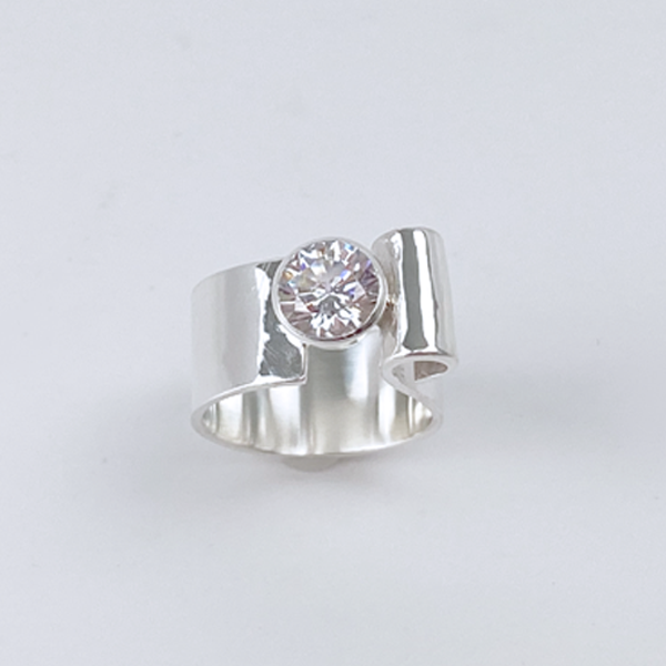 Sculpted Sterling Silver Gemstone Ring - Day to Night