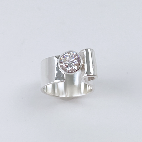 Sculpted Sterling Silver Gemstone Ring - Day to Night