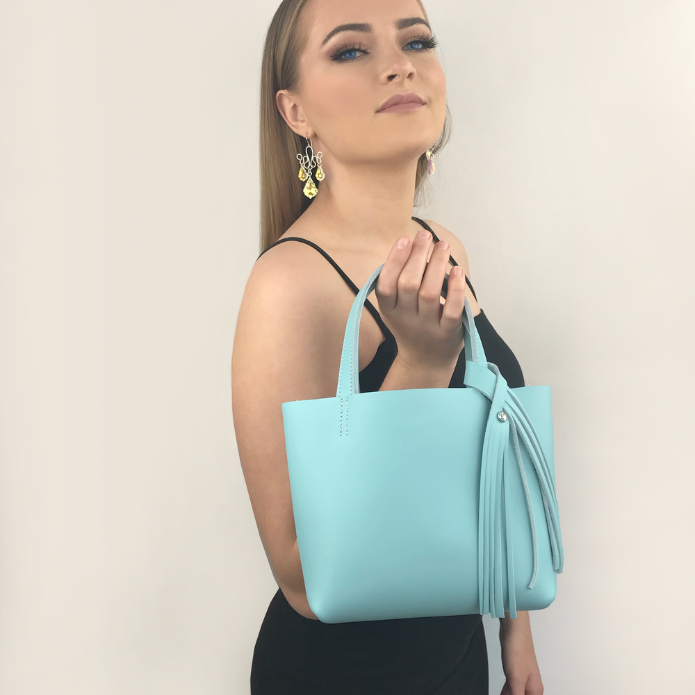 Bride Blue Leather Mini Tote 14