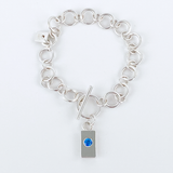 Sterling Silver Chain Bracelet with Charm- Blue Topaz