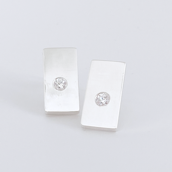 Sterling Gemstone Stud Earrings - Ultra Modern