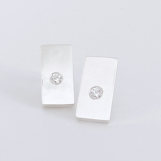 Sterling Gemstone Stud Earrings - Ultra Modern