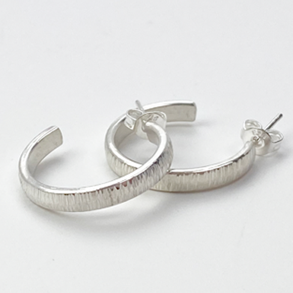 Sophisticated Sterling Silver Hoop Earrings - Textured