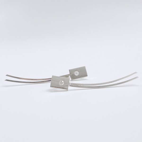 Long Sterling Gemstone Stud Earrings - Modern Elegance