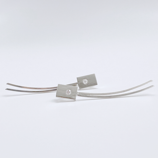 Long Sterling Gemstone Stud Earrings - Modern Elegance