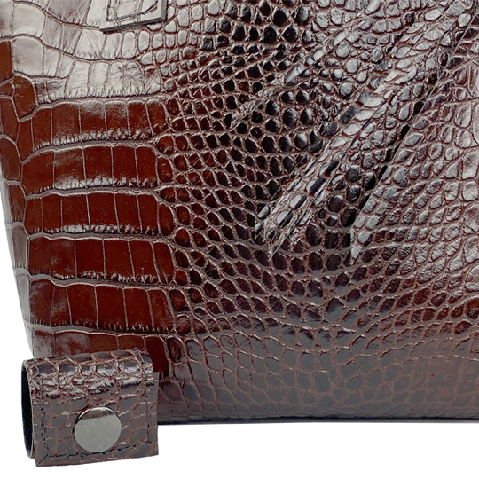 Small Croc Italian Premium Leather Shopper Tote Bag 80 - Crystal Design