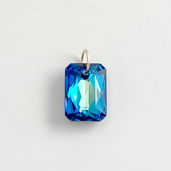 14 Karat Gold Emerald Cut Crystal Pendant Collection - Color Unique Blue