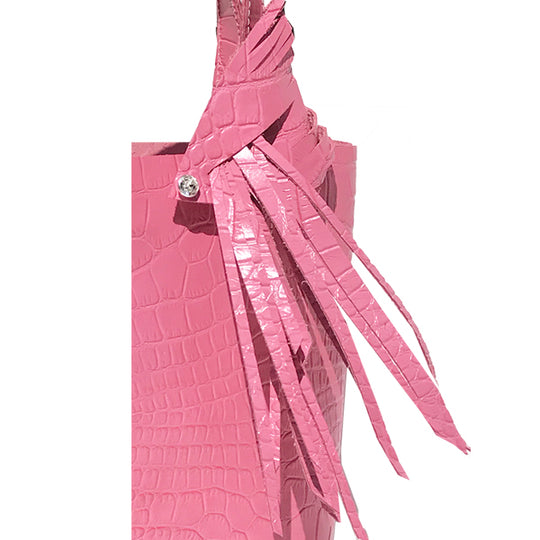 Monique Tote 7 – Pink Croc Leather Featuring Swarovski Fringe Accessory