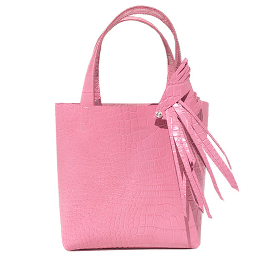 Pink Croc Leather Tote 7 – Fringe Crystal Design + Bag Accessories