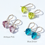 14k Gold Filled Mini Trilliant Cut Crystal Earrings - Colors Blue Zircon, Antique Pink and Lime