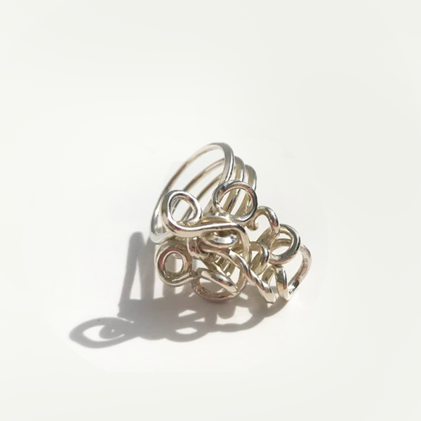 Hand Sculpted Thick Sterling Ring - Large Trio Goddess