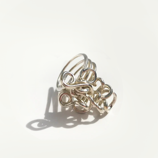 Hand Sculpted Thick Sterling Ring - Large Trio Goddess