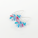 Sterling Mini Bent Hoop Crystal Cluster Earrings - Unicorn
