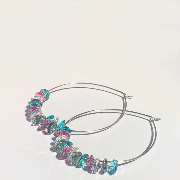 Unicorn Crystal Hoop Earrings in Sterling