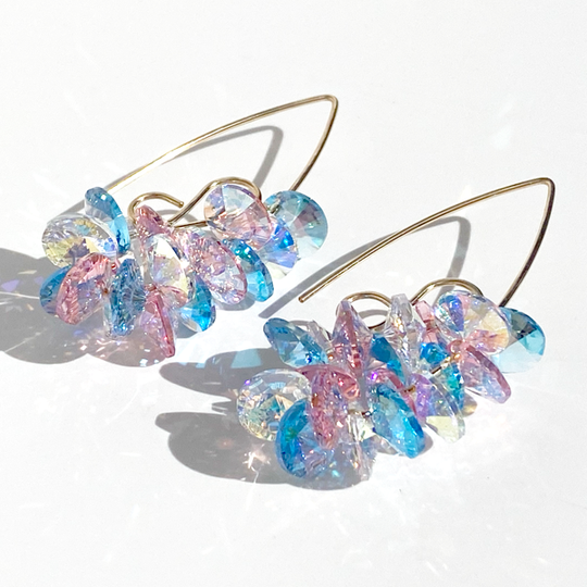 Large Unicorn Crystal Cluster with Elegant Scroll Design  - 14k Gold Filled