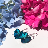Crystal Heart Earrings - Unique Blue