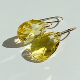 14k Gold Elegant Crystal Pear Earrings - Yellow Color