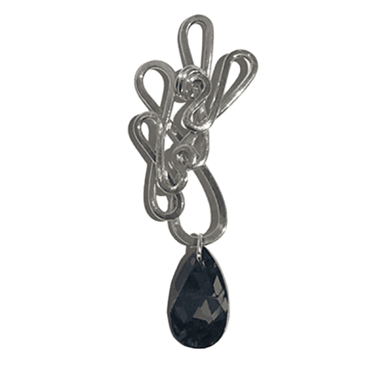 Sculpted Gray Pear Pendant made in Sterling